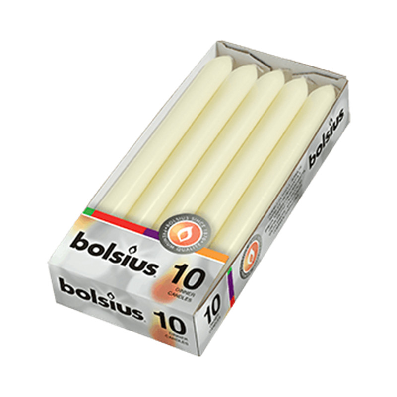 Bolsius dinerkaarsen doos10 stuks - in ivoor, wit of rood