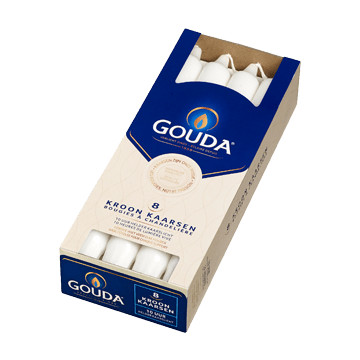 10-uurs kroonkaarsen 8 stuks 240/24mm Satijnwit