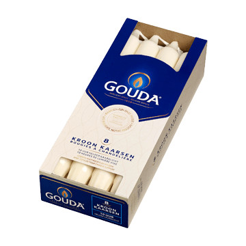 10-uurs kroonkaarsen 8 stuks 240/24mm Ivoor