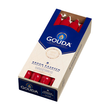 10-uurs kroonkaarsen 8 stuks 240/24mm Robijnrood