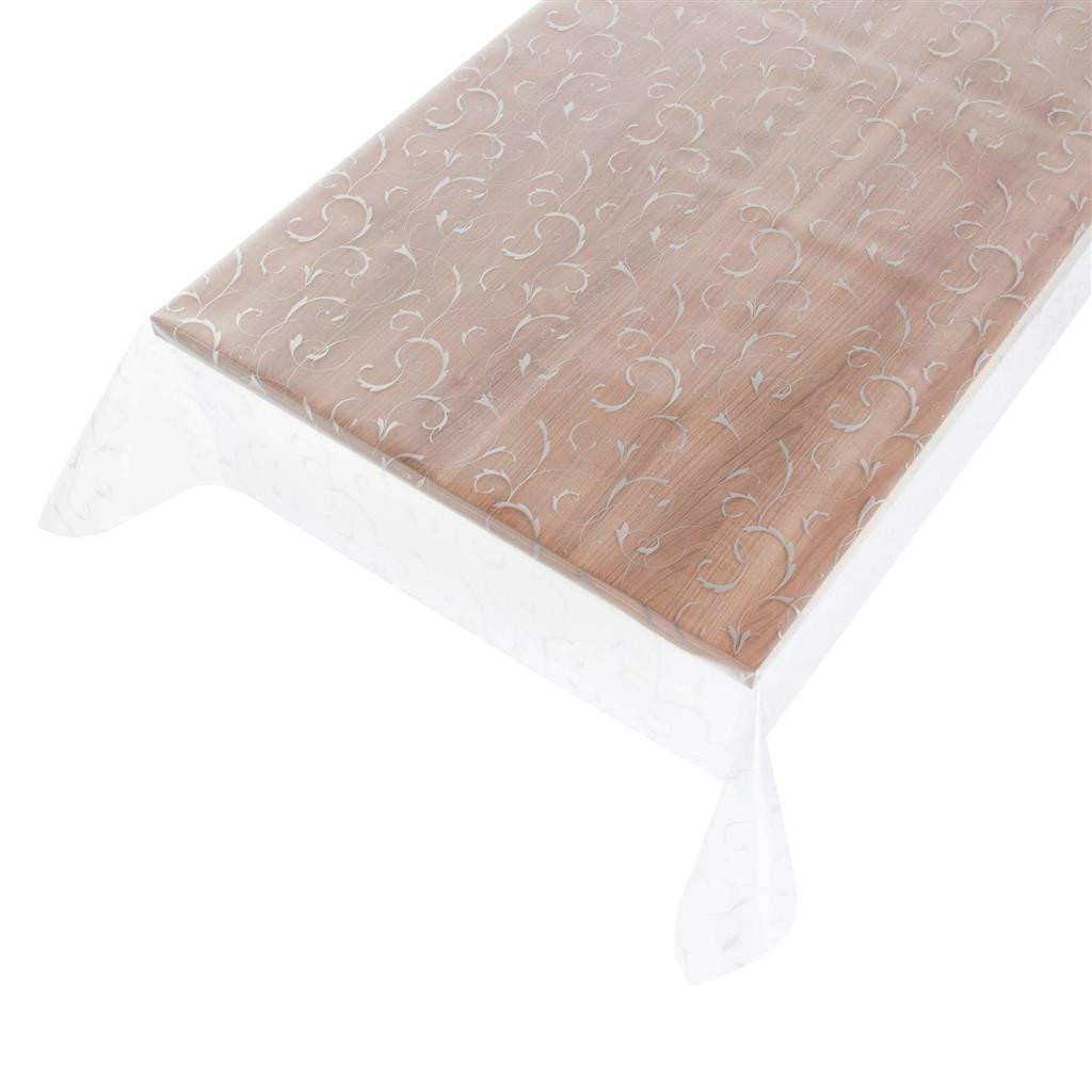 Tafelzeil Scroll Flower transparant zilver